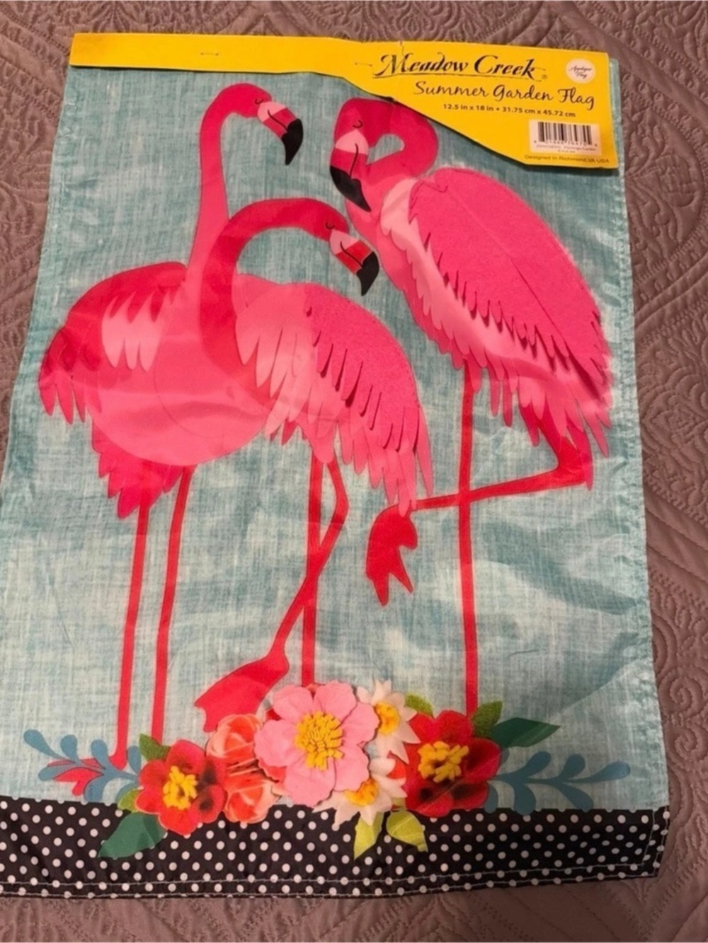 Meadow Creek Flamingo Garden Summer Garden Flag Pink & Blue